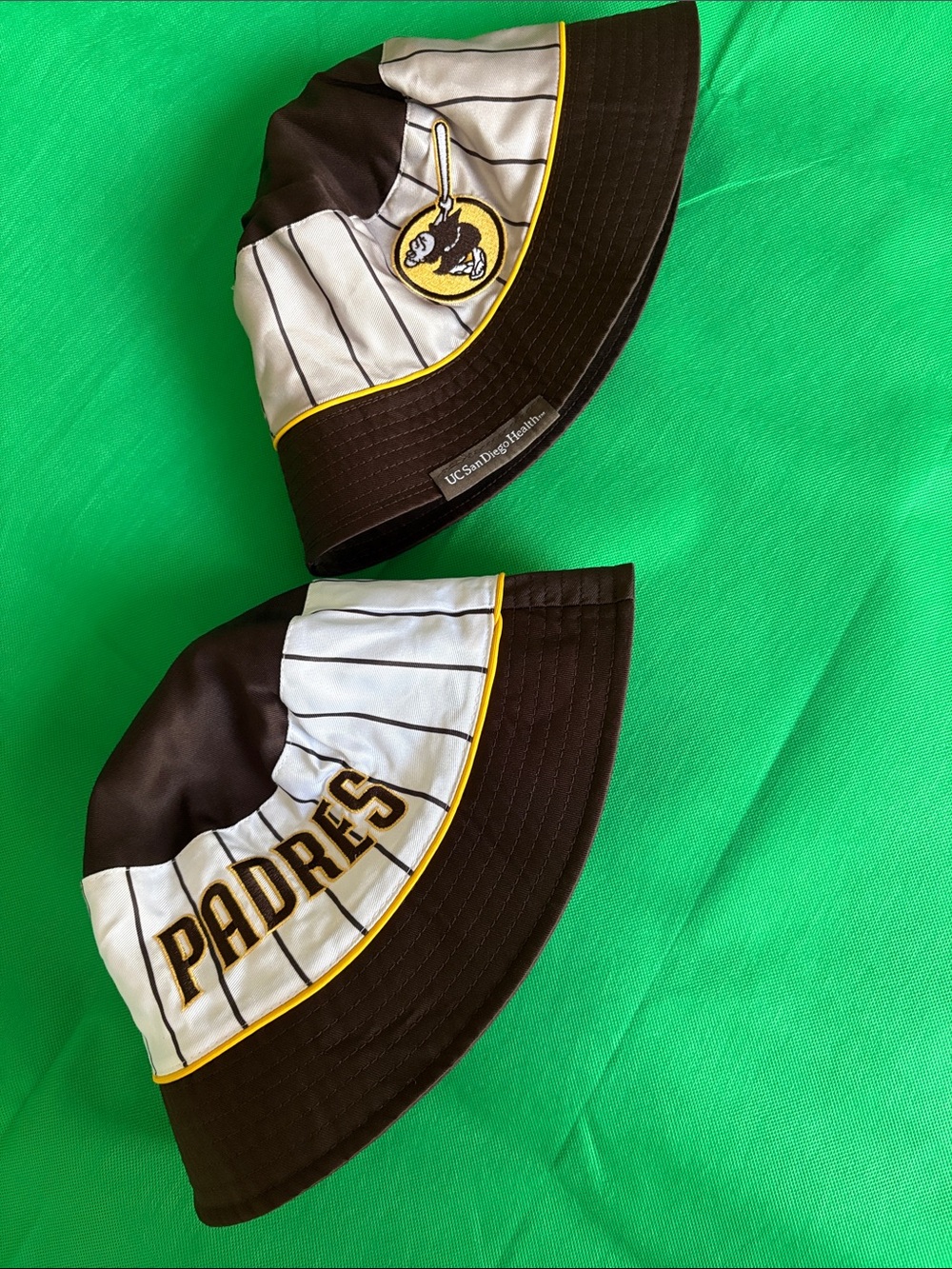 47 San Diego Padres Brown, White & Yellow Pinstripe Bucket Hat